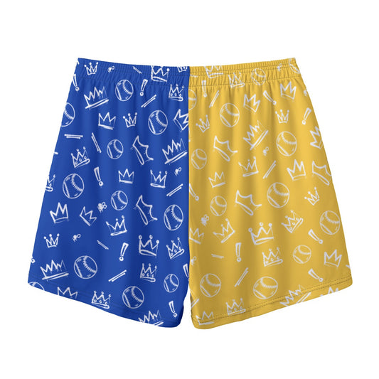 Adult Brimfield Beasts Baseball Graffiti Shorts -Yellow/Blue (no inner liner)