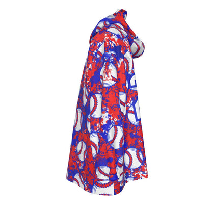 Kid's Sherpa Fleece Hoodie Blanket - Baseball (Personalized)