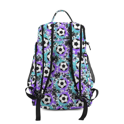 Large Personalized Soccer Bag, Purple/Teal Splatter Edition