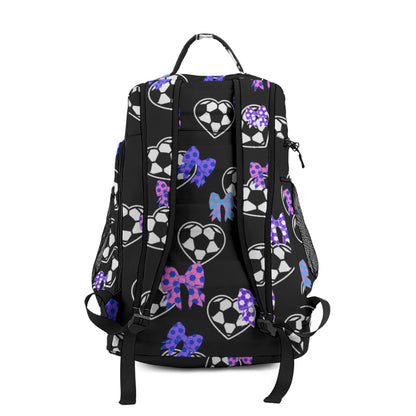 Large Personalized Girls Soccer Backpack - Hearts and Bows