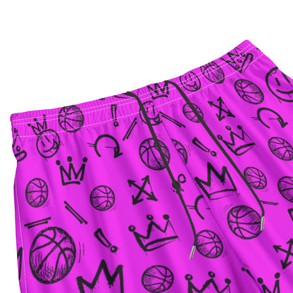 All-Over Print Pink Basketball Graffiti Shorts