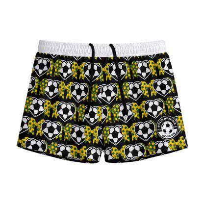 Girls Sturbridge Soccer Mesh Shorts- Bows and Hearts (Black)