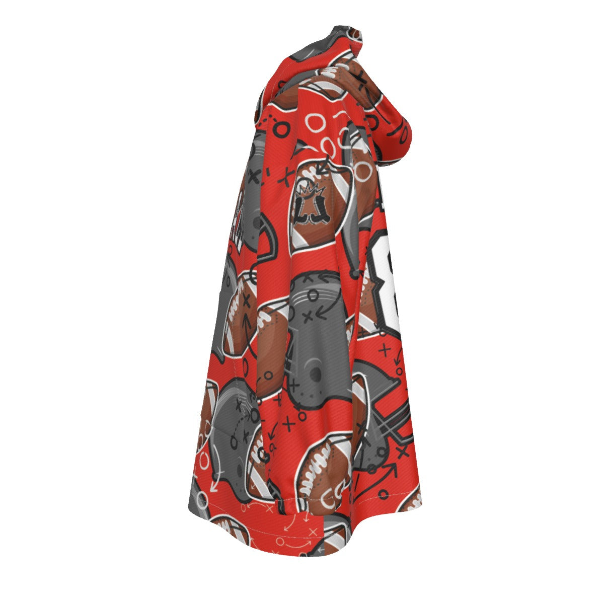 Kids Personalized Football Blanket Hoodie- Red/Orange