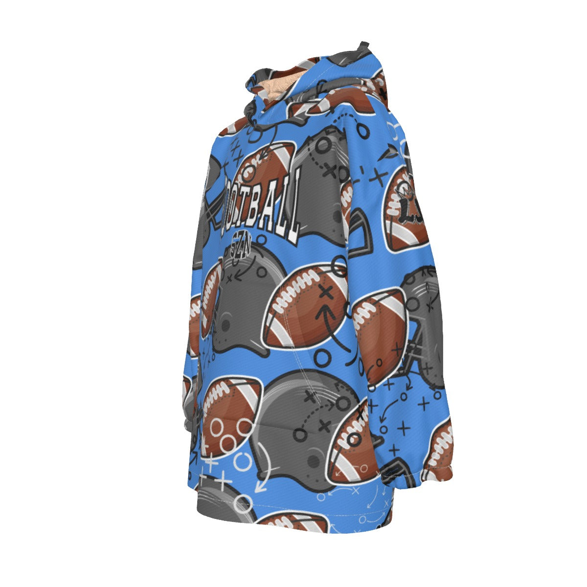 Personalized Youth Football Blanket Hoodie, Light Blue