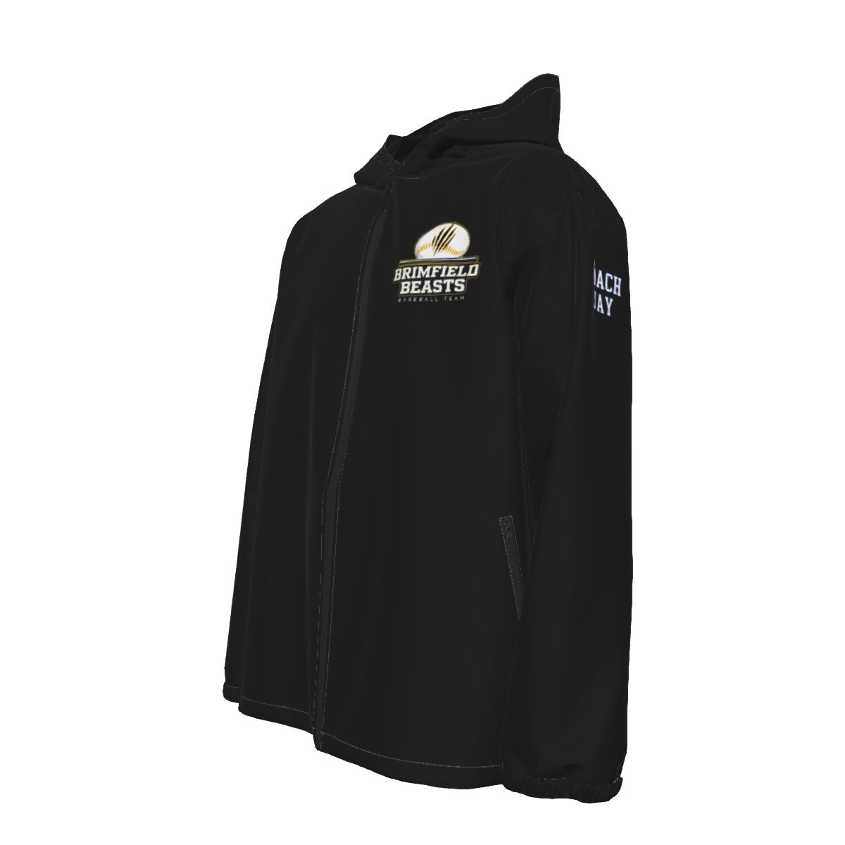 Adult Brimfield Beasts Windproof/Waterproof Jacket - Black, Coach's Edition (Personalized)