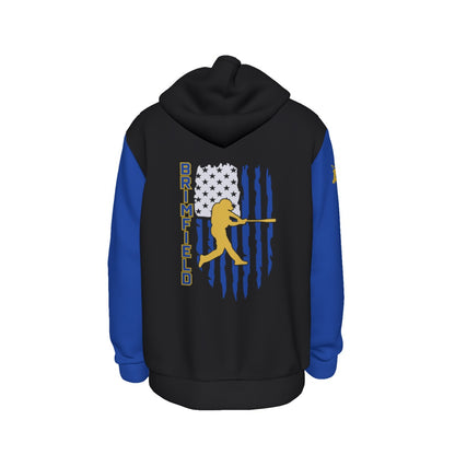 Adult Brimfield Beasts Flag Baseball Hoodie - Black/Blue