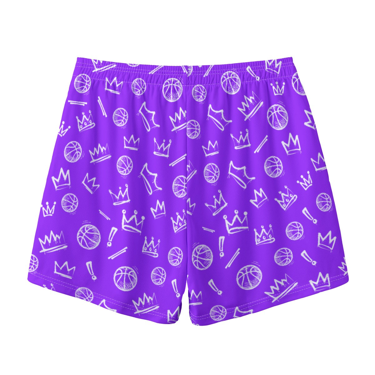 All-Over Print Purple Basketball Graffiti Mesh Shorts