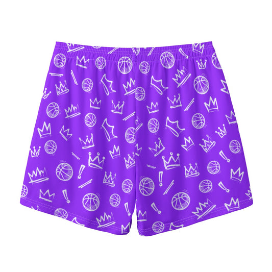 All-Over Print Purple Basketball Graffiti Mesh Shorts