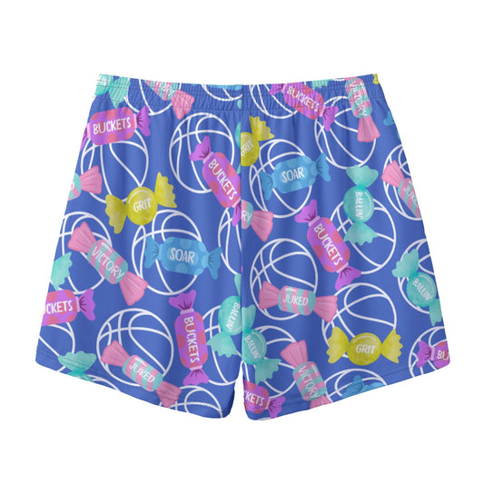 All-Over Print Adult Unisex Basketball Mesh Shorts: Blue Candy Print