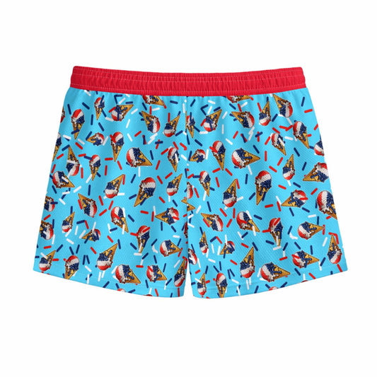 Kids Patriotic Golf Ice Cream Mesh Shorts