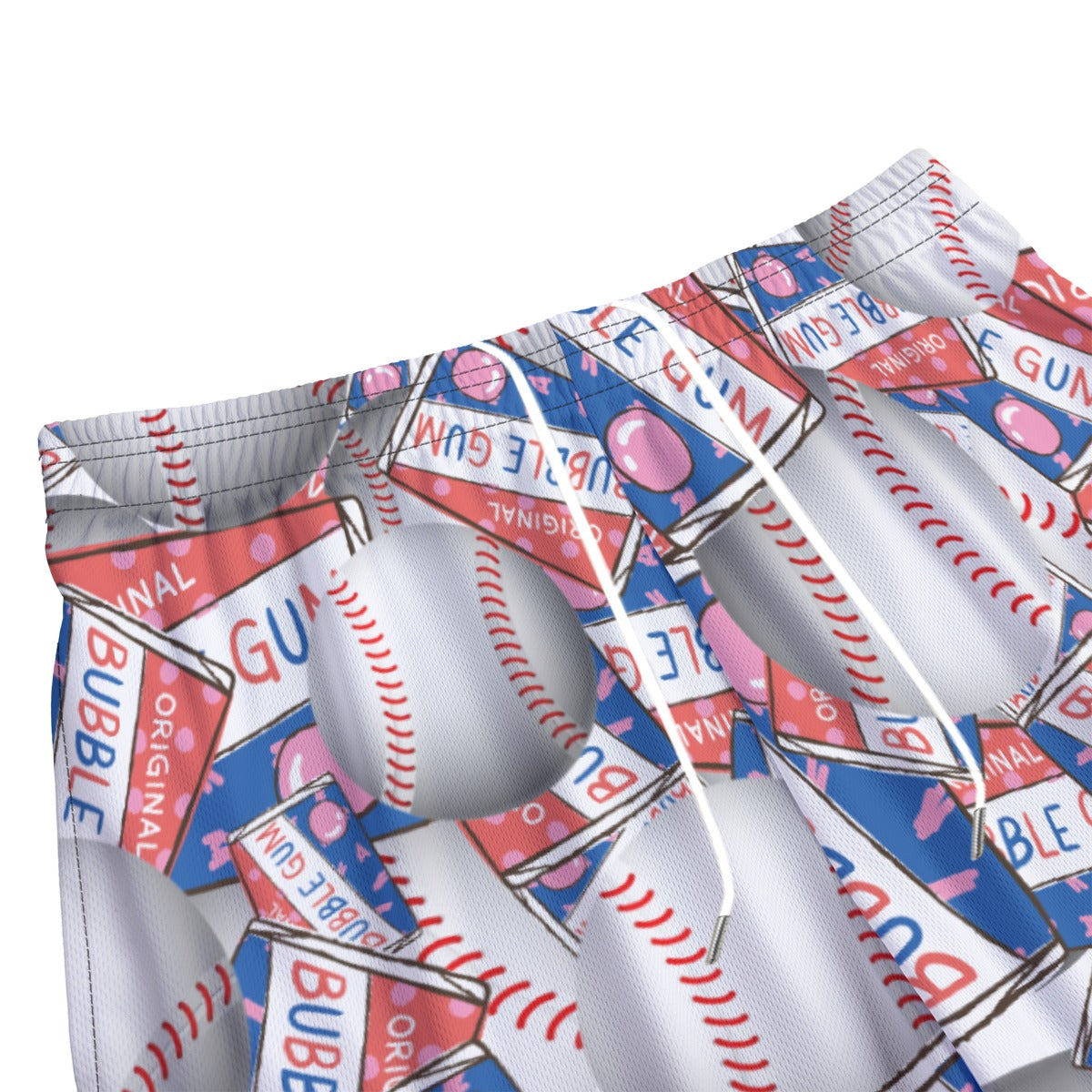 All-Over Print Adult Baseball and Bubble Gum Mesh Shorts