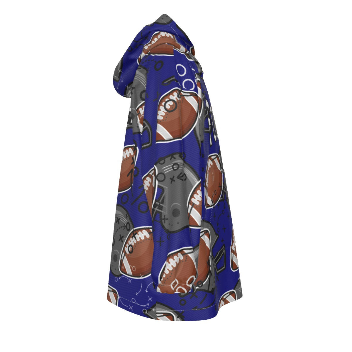 Youth Personalized Football Blanket Hoodie - Dark Blue