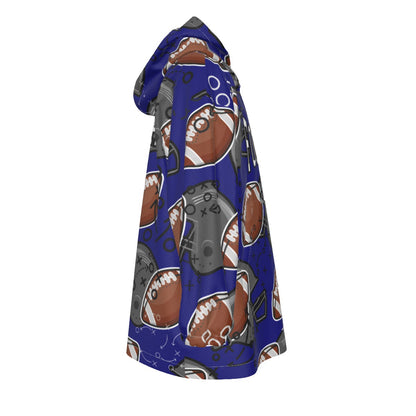 Youth Personalized Football Blanket Hoodie - Dark Blue