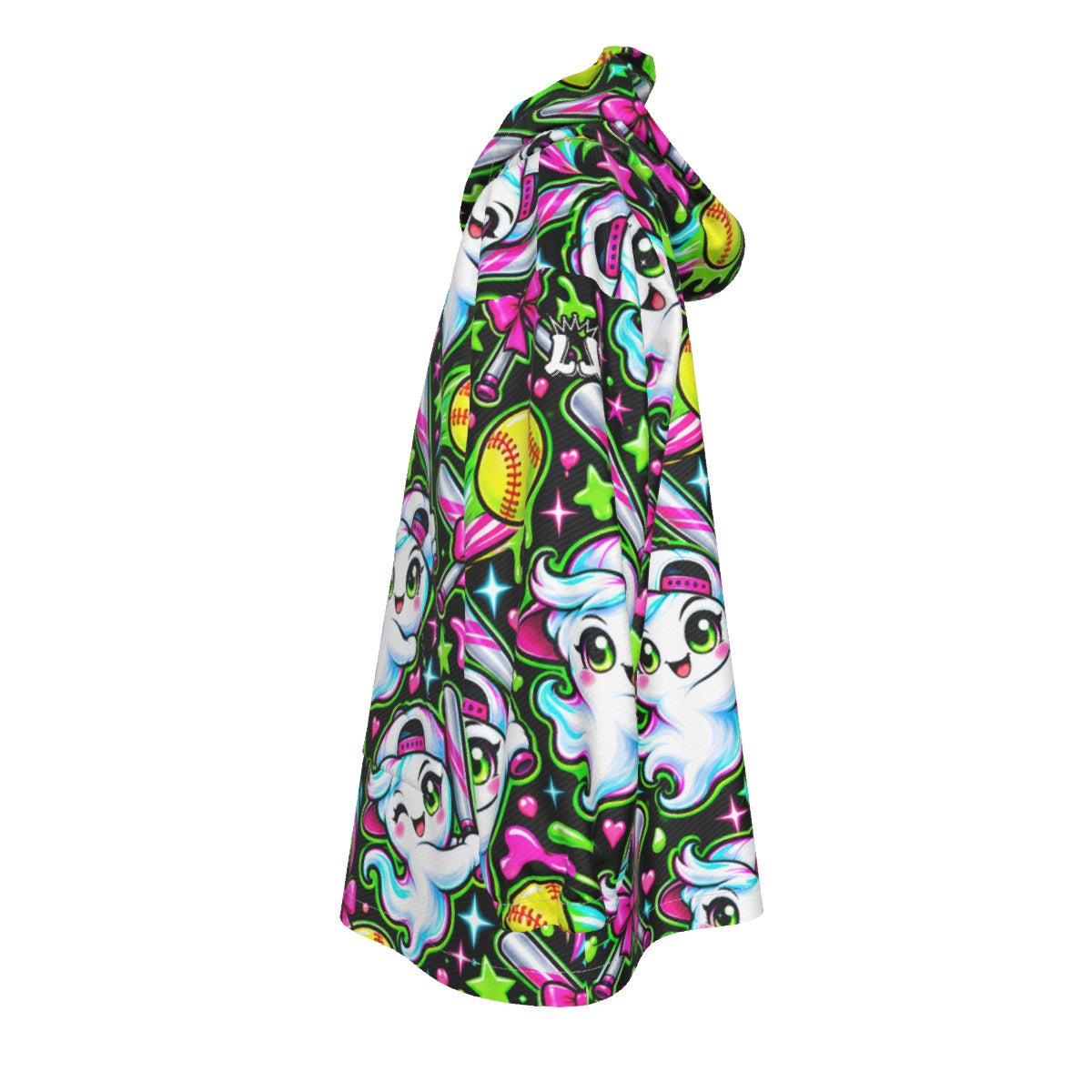 Girls Softball Halloween Blanket Hoodie