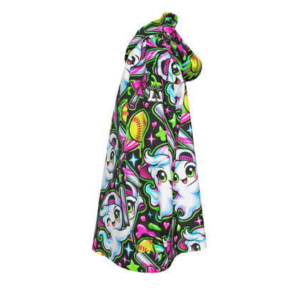 Girls Softball Halloween Blanket Hoodie