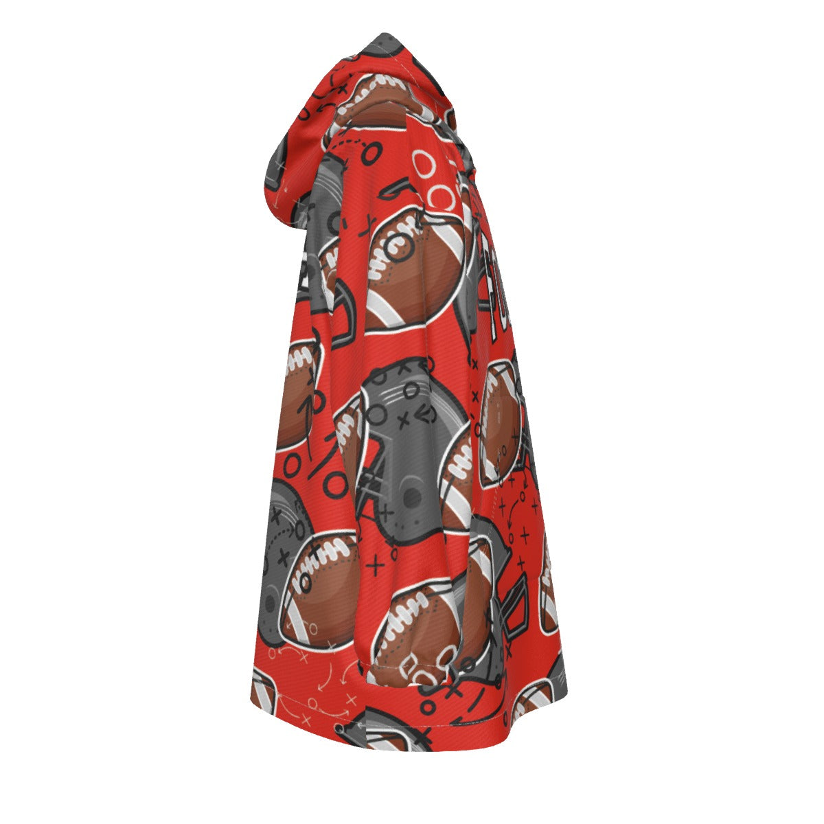 Kids Personalized Football Blanket Hoodie- Red/Orange
