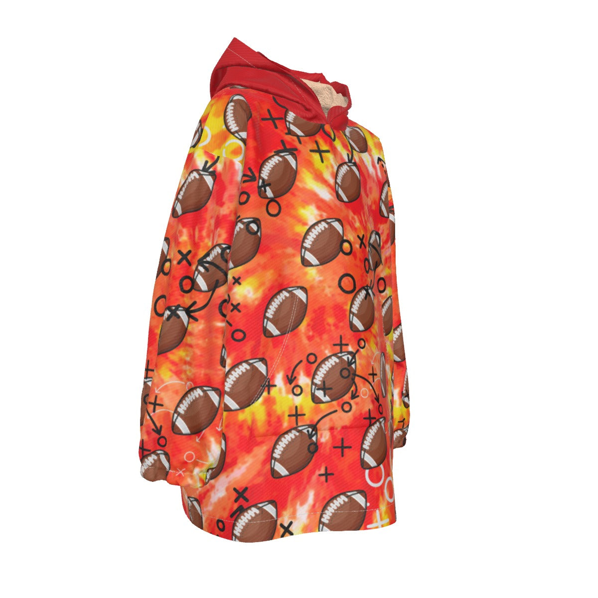 Personalized Kids Tie Dye Football Blanket Hoodie