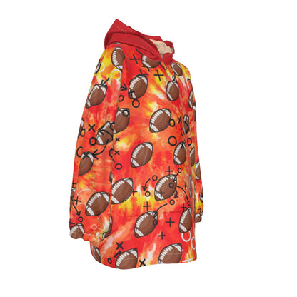 Personalized Kids Tie Dye Football Blanket Hoodie