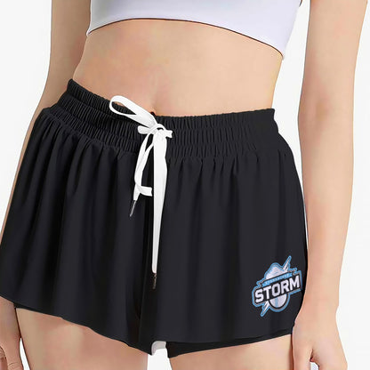 Women's Storm Butterfly Sports Shorts - Black