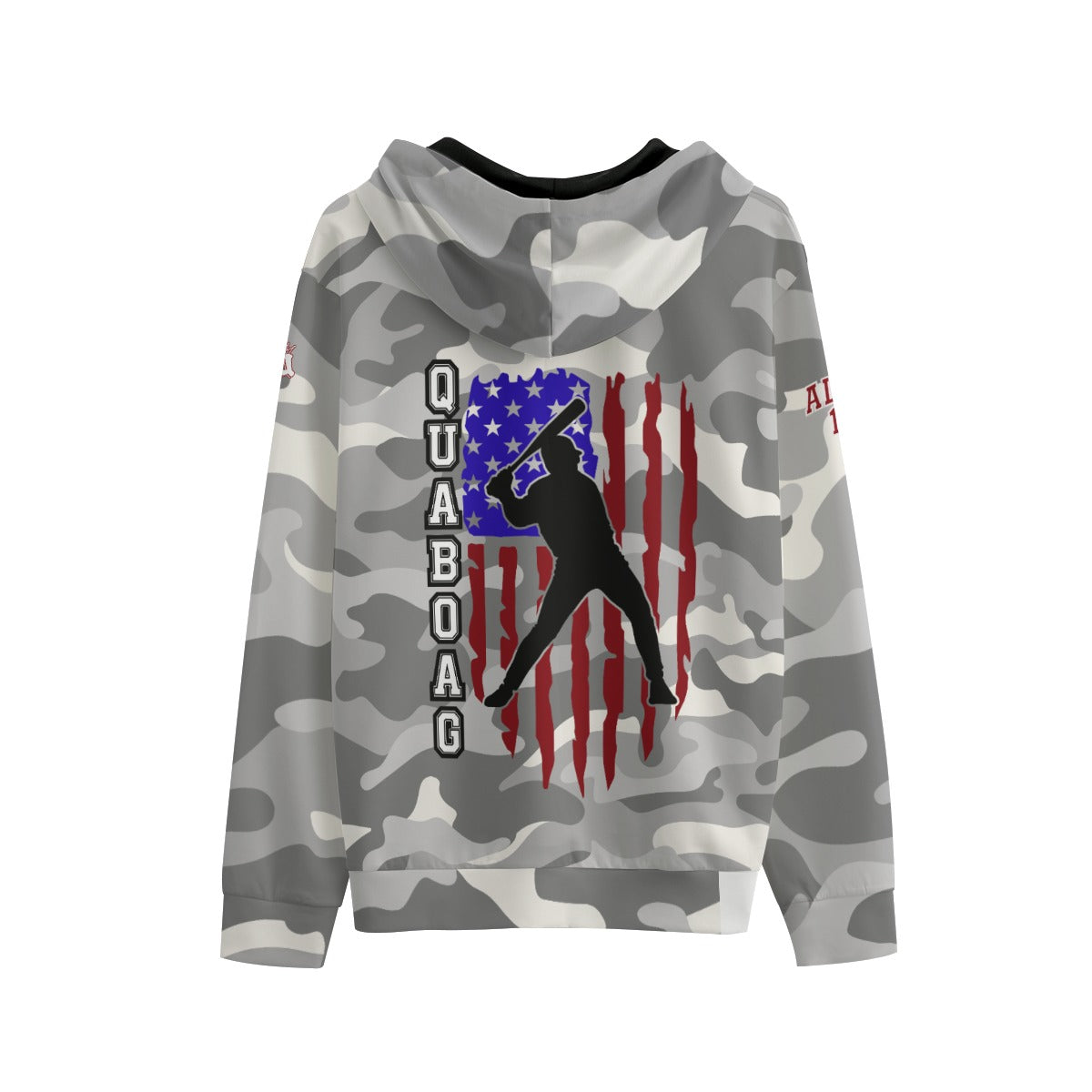 Adult Quaboag Baseball Personalized Camo Hoodie