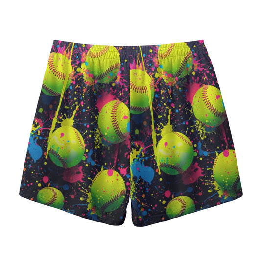 Women's Softball Mesh Shorts, Paint Splatter Pattern