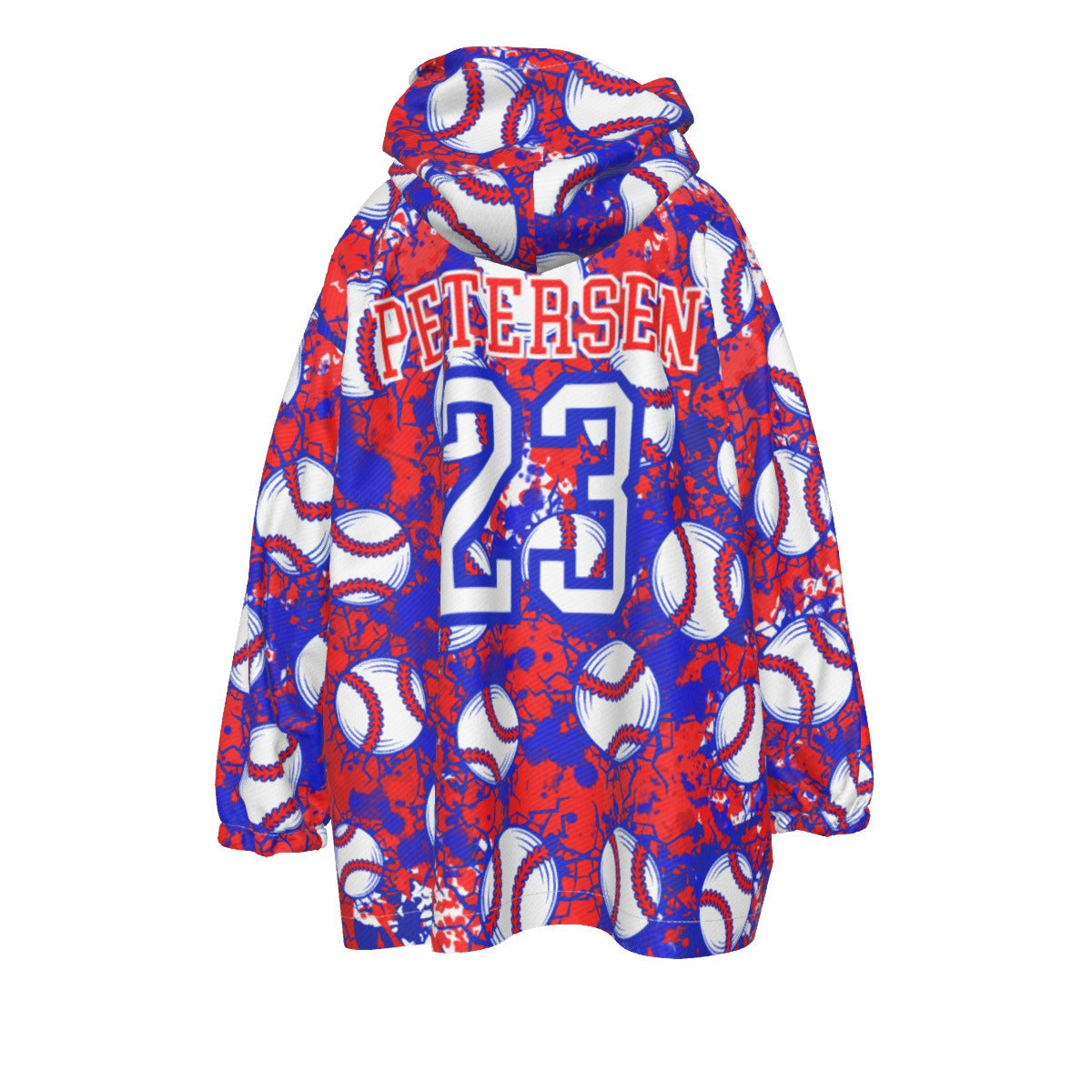 Kid's Sherpa Fleece Hoodie Blanket - Baseball (Personalized)