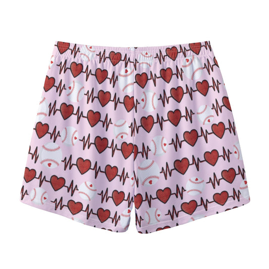 Pink Baseball Heartbeat Adult Mesh Shorts