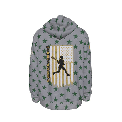 Adult TRYLAX Gray Flag and Stars Hoodie-Girl's Edition (Personalized)