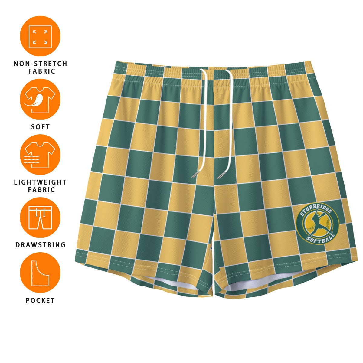 Adult Sturbridge Softball Mesh Shorts - Checkered Edition (no inner liner)