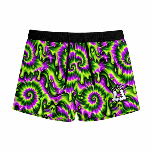 Youth Halloween Green and Purple Drip Shorts