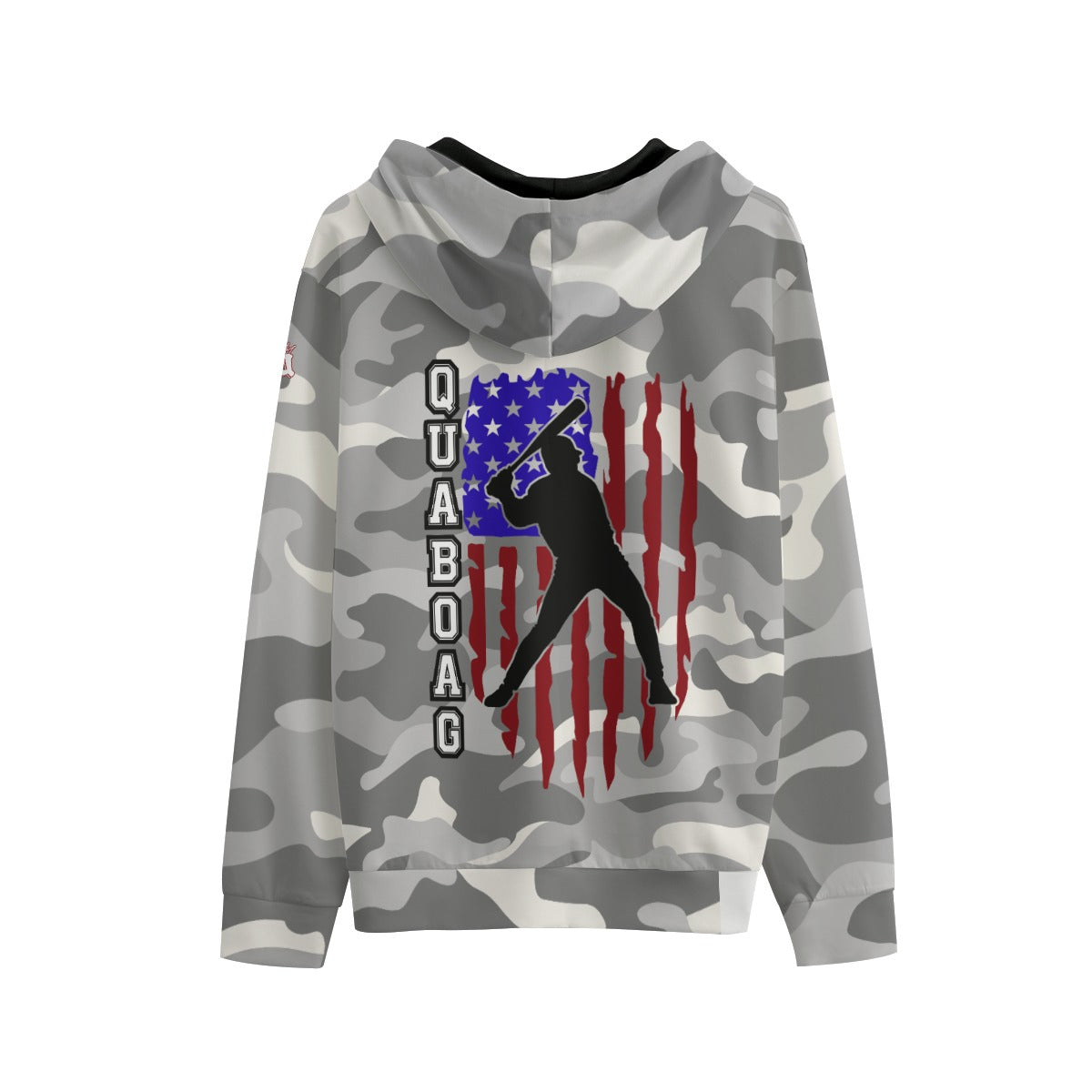 Adult Quaboag Baseball Camo Flag Hoodie