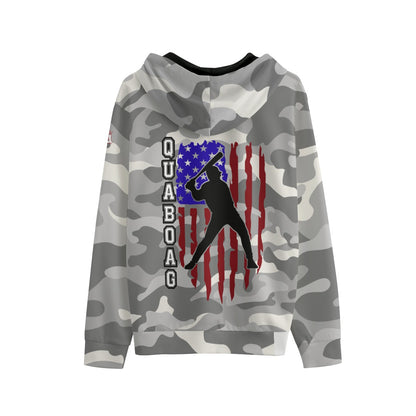 Adult Quaboag Baseball Camo Flag Hoodie