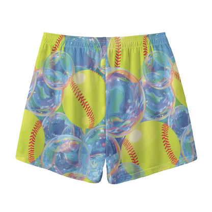 Adult All Over Print Softball Bubble Shorts, Doubles and Bubbles