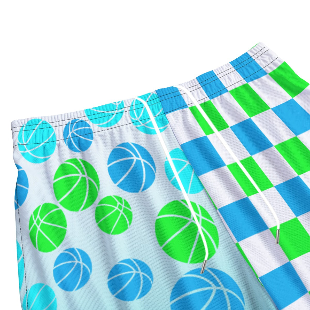 All-Over Print Basketball Mesh Shorts, Fun Checkered Design