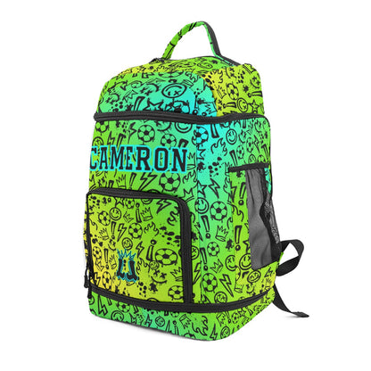 Personalized Sports Bag, Gradient Green Graffiti Soccer Bag