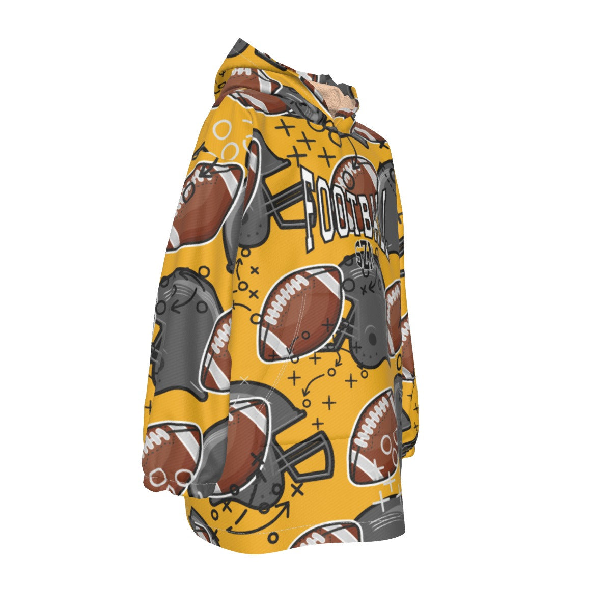 Kids Personalized Football Blanket Hoodie- Yellow