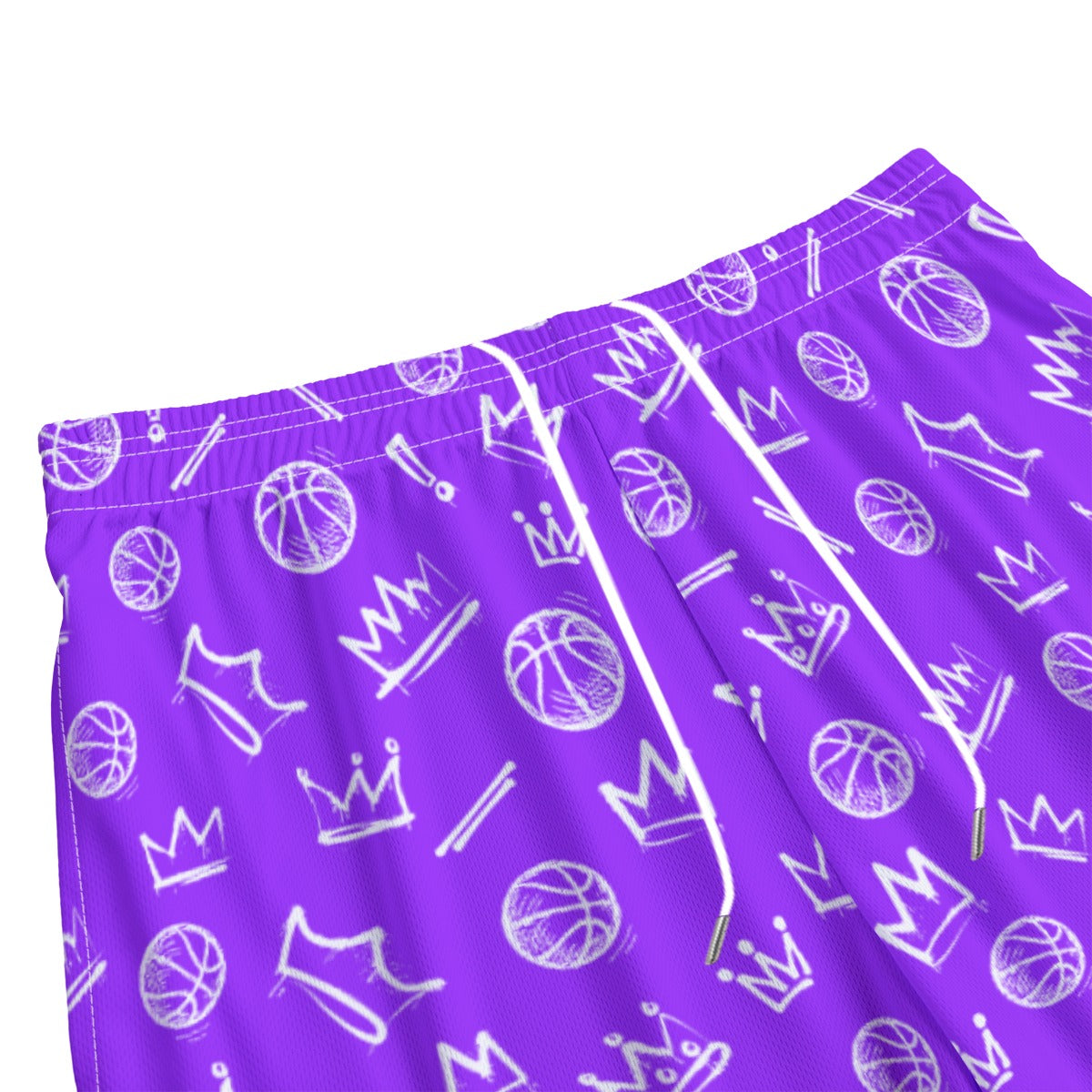 All-Over Print Purple Basketball Graffiti Mesh Shorts