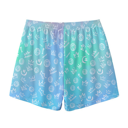 Adult Gradient Blue Basketball Graffiti Shorts