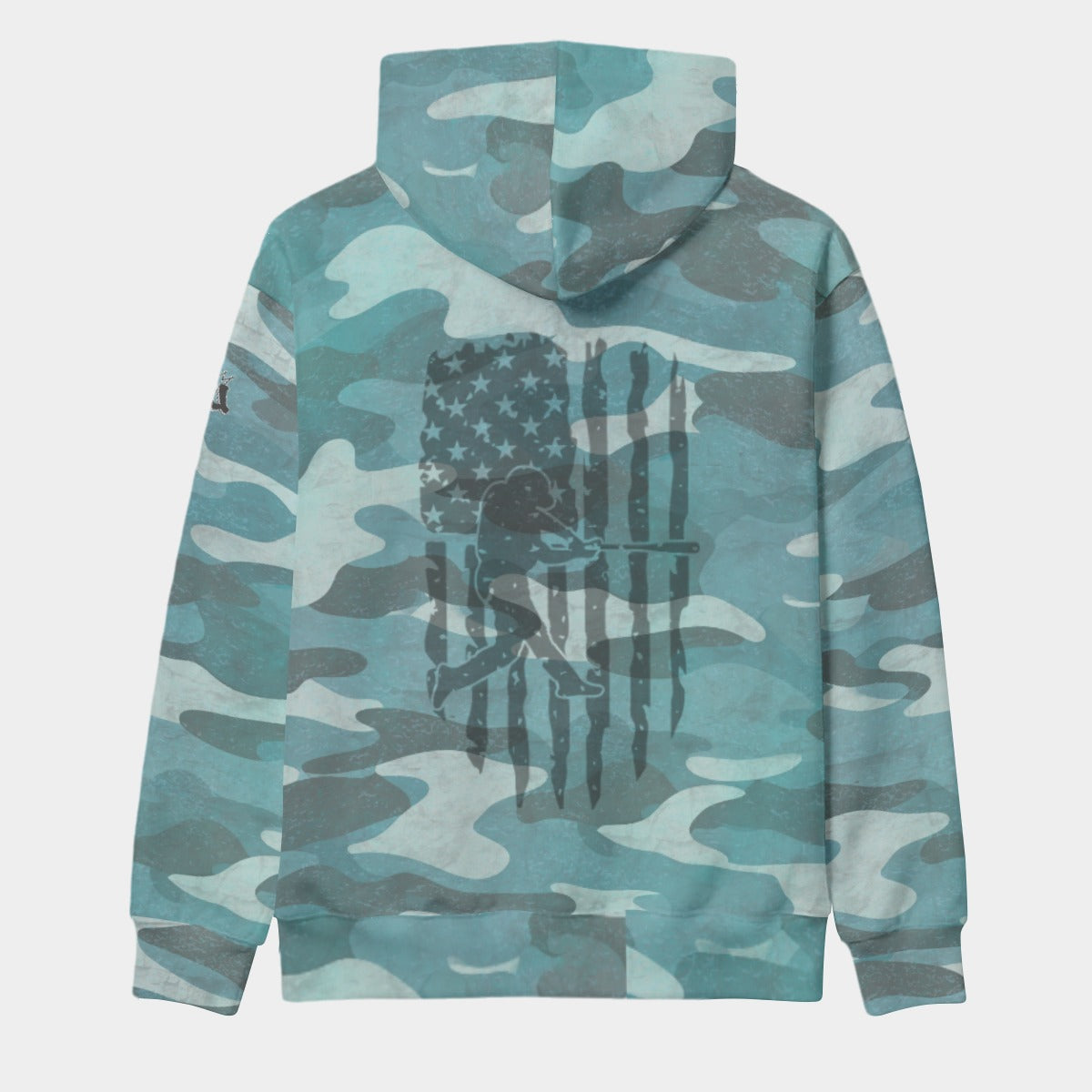 Adult Unisex Camo American Flag Baseball Hoodie