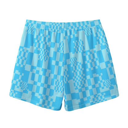 Adult Unisex Blue Checkered All Over Print Mesh Shorts