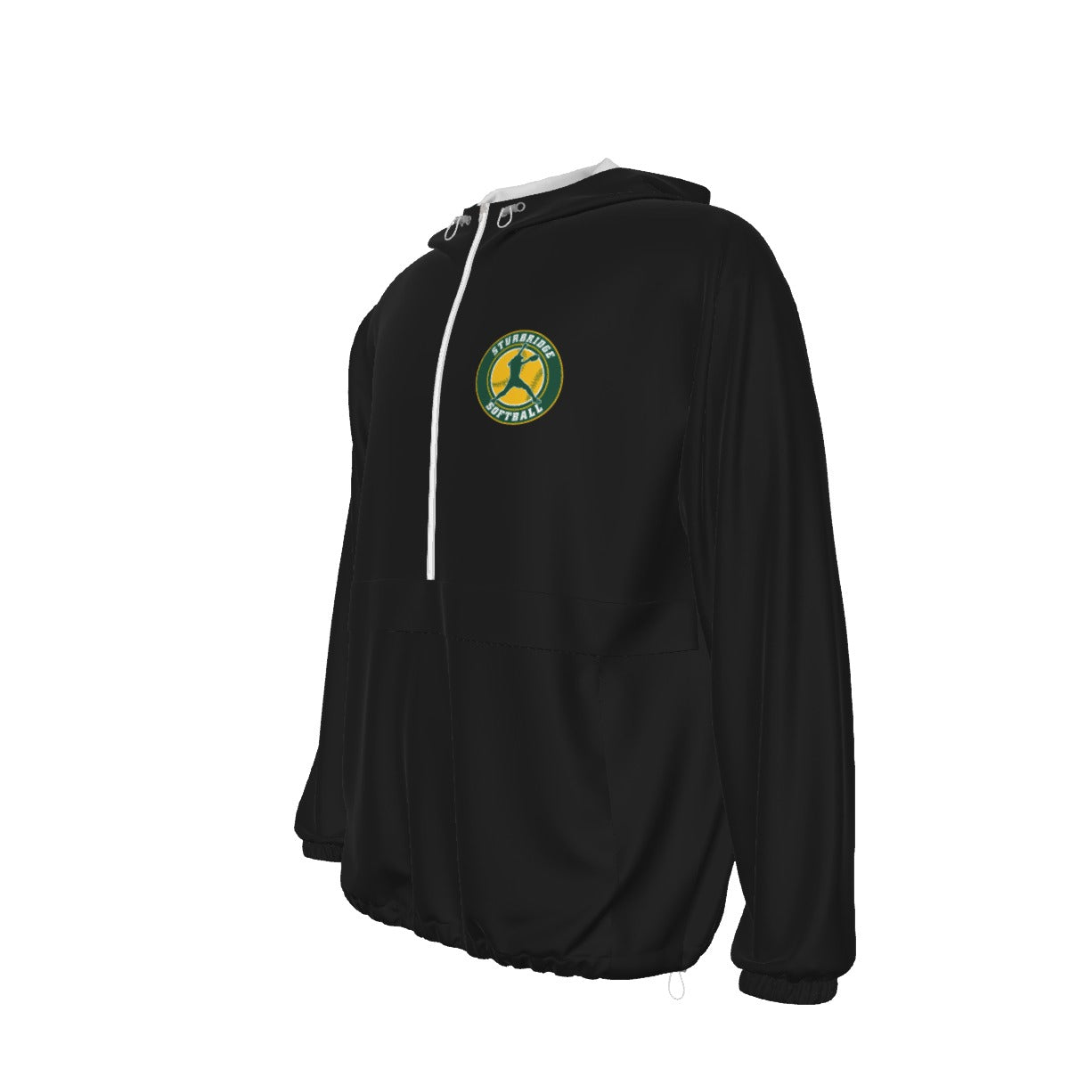 Adult Unisex 1/2 Zip Sturbridge Softball Pullover Windbreaker - Black Edition (Non-Personalized)