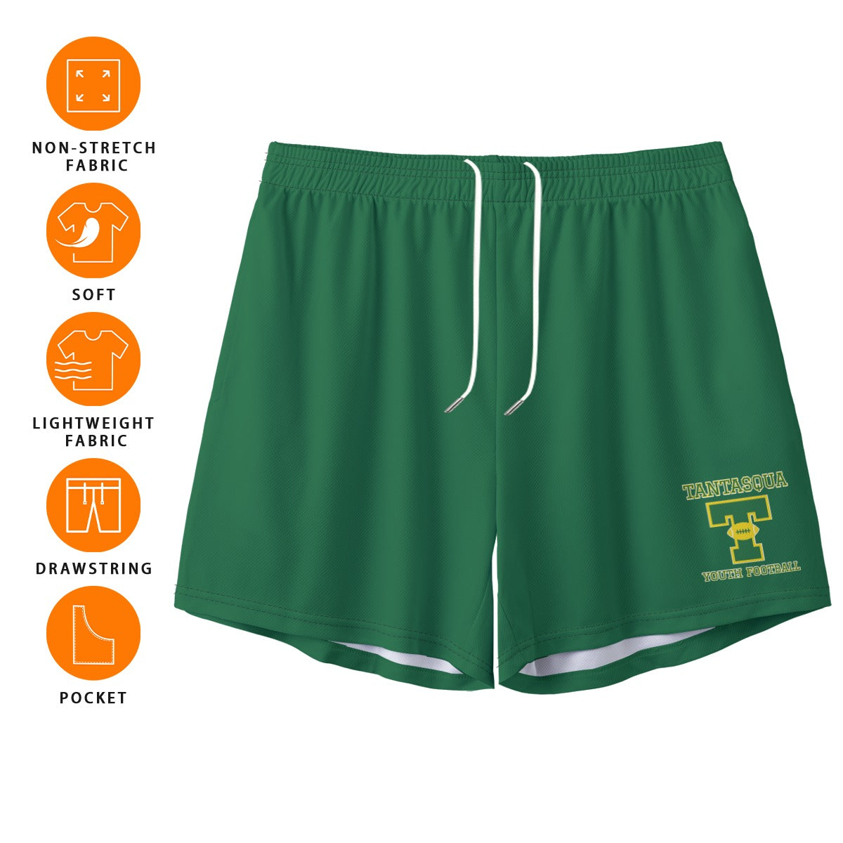 Teen/Adult Tantasqua Youth Football Mesh Shorts - Green Edition (no inner liner)