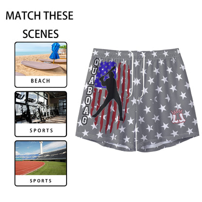 Adult Quaboag Baseball American Flag Mesh Shorts