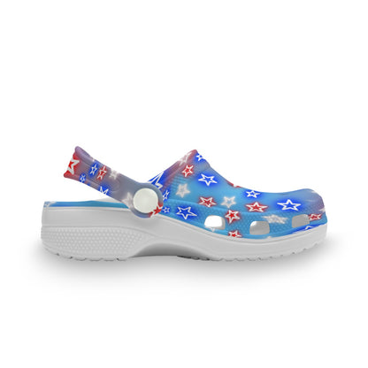 Kids Patriotic Clog Hole Shoes, Youth Sandals, American Star Design