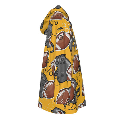Kids Personalized Football Blanket Hoodie- Yellow