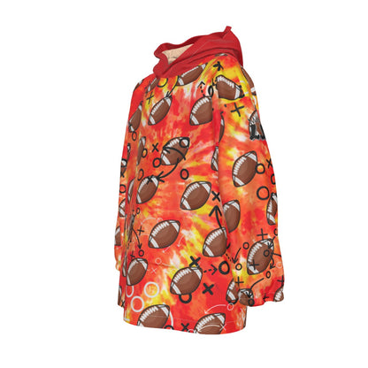 Personalized Kids Tie Dye Football Blanket Hoodie