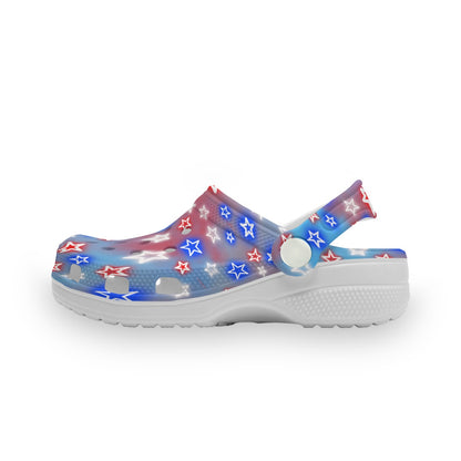 Kids Patriotic Clog Hole Shoes, Youth Sandals, American Star Design