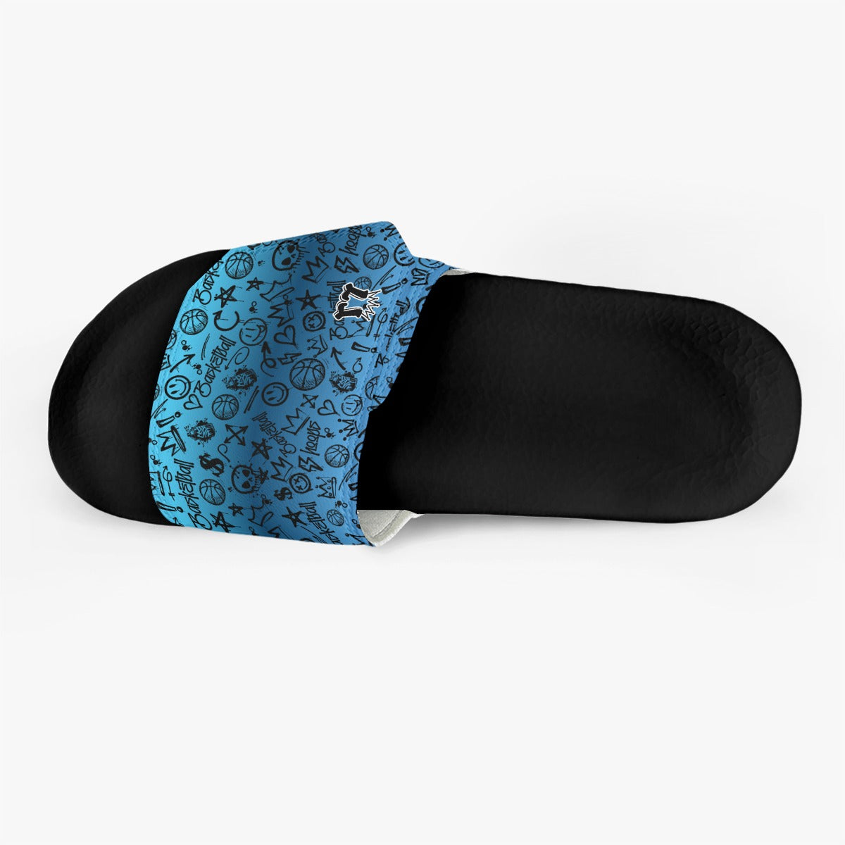 Men's Velcro Strap Dark Blue Basketball Graffiti Slides