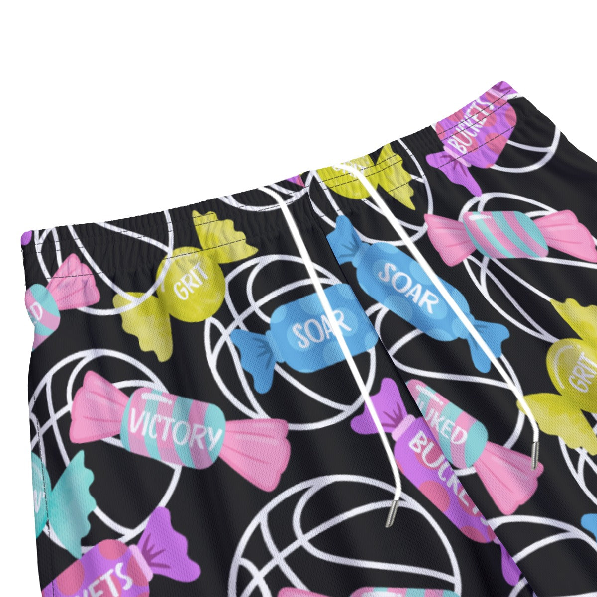 All-Over Print Adult Mesh Basketball Shorts: Candy Pattern