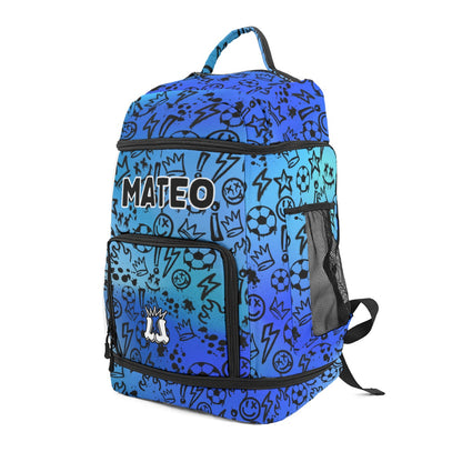 Personalized Soccer Sports Bag, Gradient Blue Graffiti Edition
